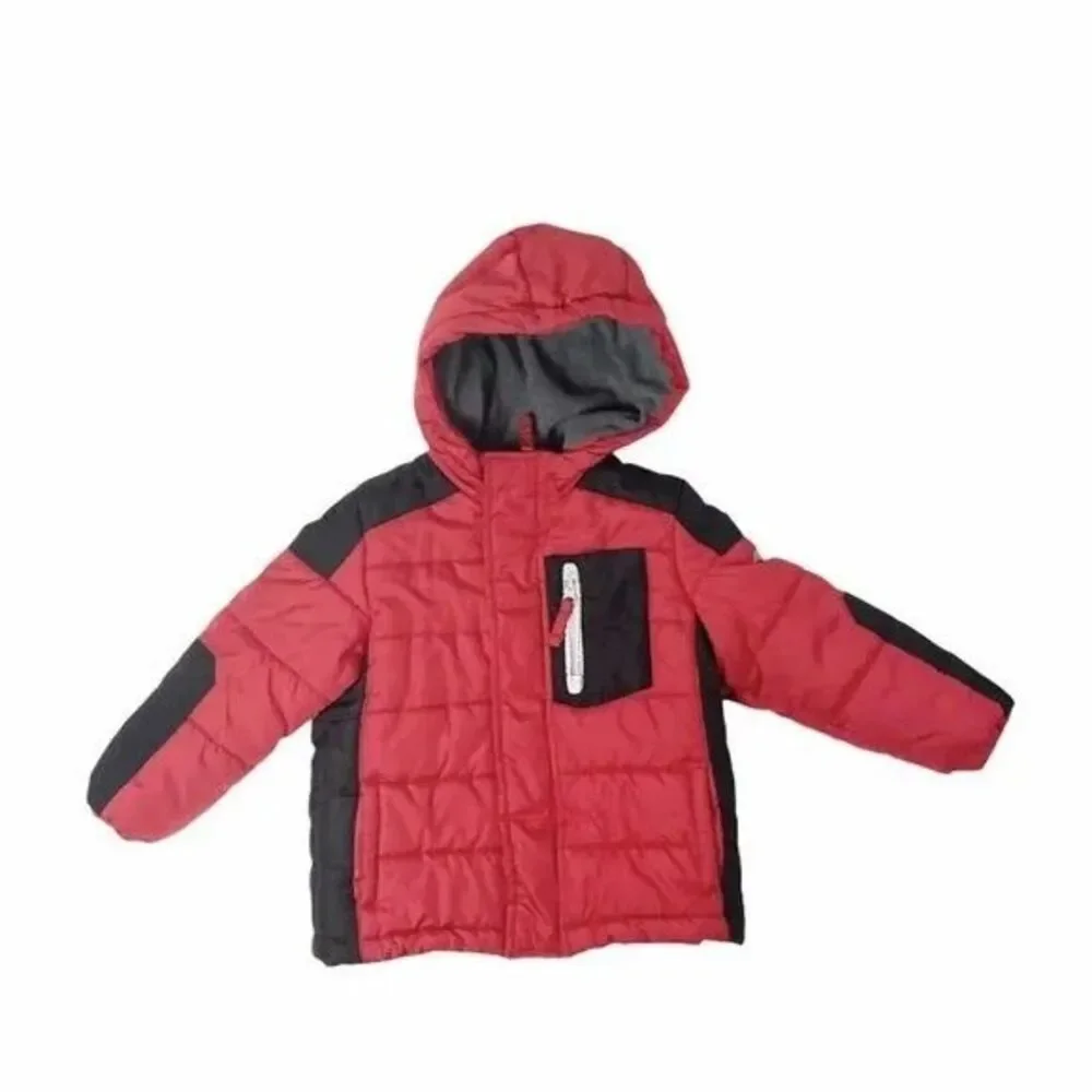 Oshkosh Fleece Lined Boys Winter Red/Black Coat Sz 4
